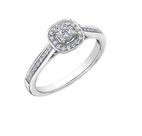 10kt White Gold Diamond Halo Engagement Ring