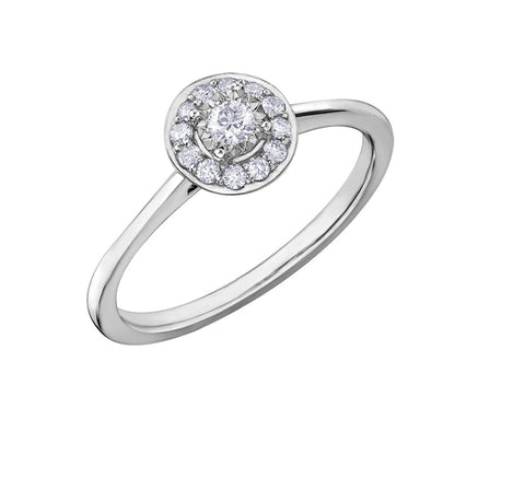 10kt White Gold 0.19cttw Delicate Halo Diamond Engagement Ring
