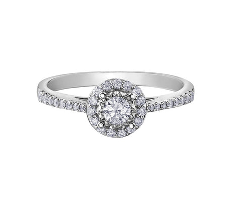 10kt White Gold 0.35cttw Halo Diamond Engagement Ring