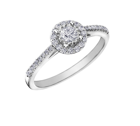 10kt White Gold 0.35cttw Halo Diamond Engagement Ring