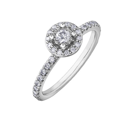 10kt White Gold 0.40cttw Diamond Halo Engagement Ring
