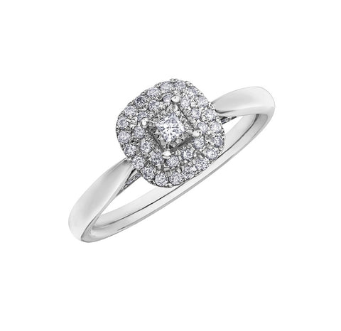 10kt White Gold 0.28cttw Halo Diamond Engagement Ring