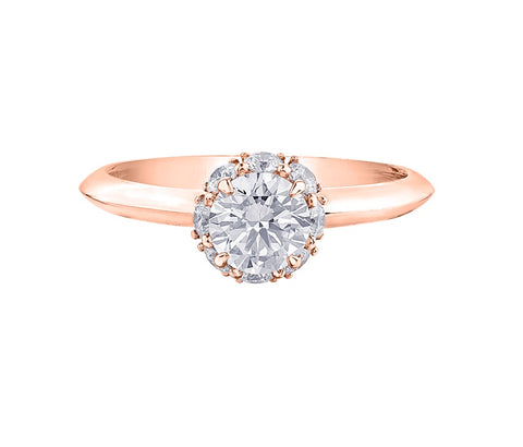 14kt Rose Gold Round 1.02cttw Canadian Diamond Halo Engagement Ring