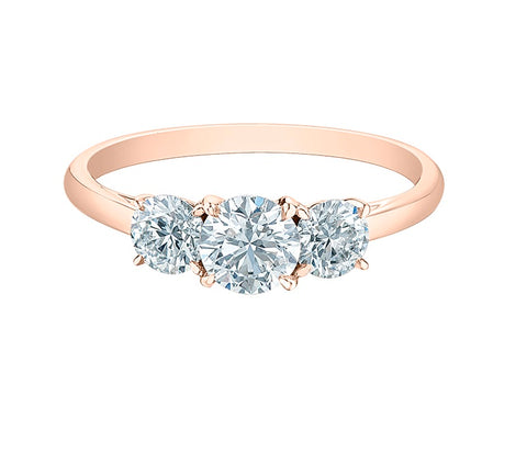 14kt Rose Gold 1.32cttw Three Across Engagement Ring