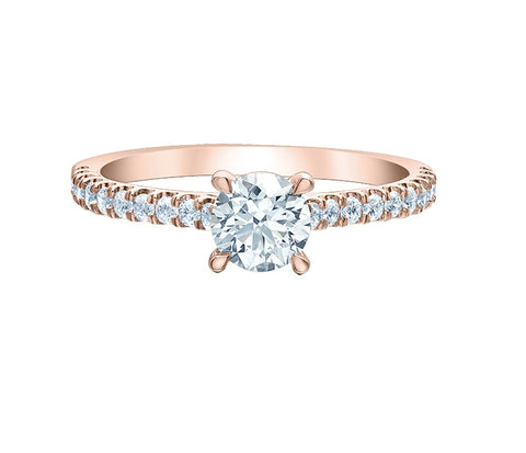14kt Rose Gold 1.01cttw Round Cut Engagement Ring