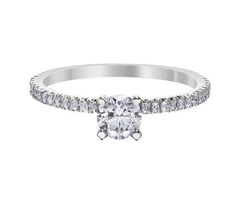 18kt White Gold 0.72cttw Round Canadian Diamond Engagement Ring