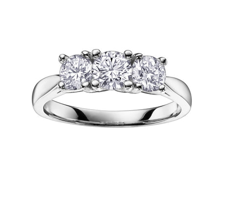 14kt White Gold Three Across 2.00cttw Round Diamond Ring