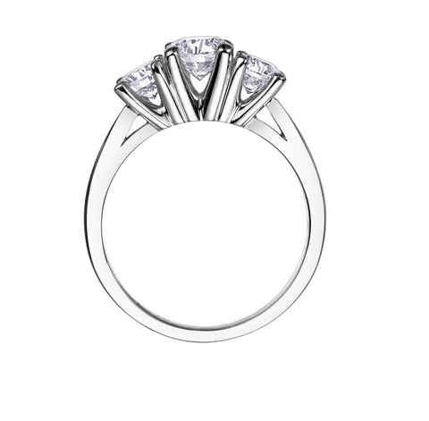 14kt White Gold Three Across 1.00cttw Round Diamond Ring