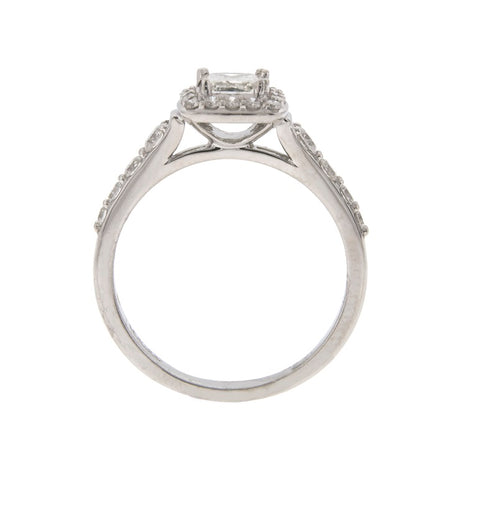 18kt White Gold 0.82cttw Princess Cut Halo Engagement Ring