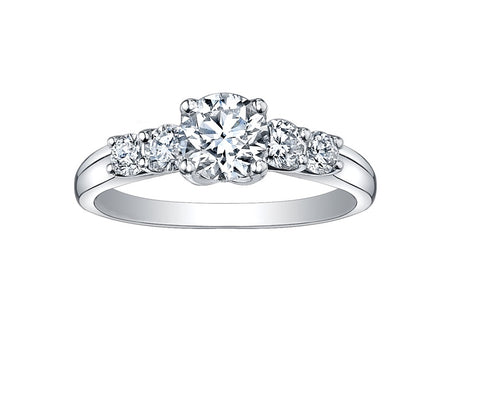 18kt White Gold 0.80cttw Five Canadian Diamond Ring