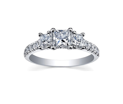 14kt White Gold Princess Cut Three Across 1.50cttw Diamond Ring