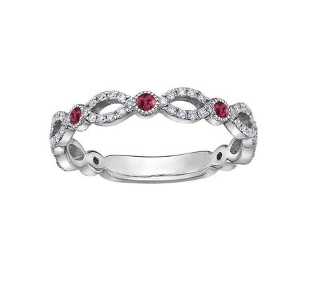 10kt White Gold Ruby And Diamond Ring