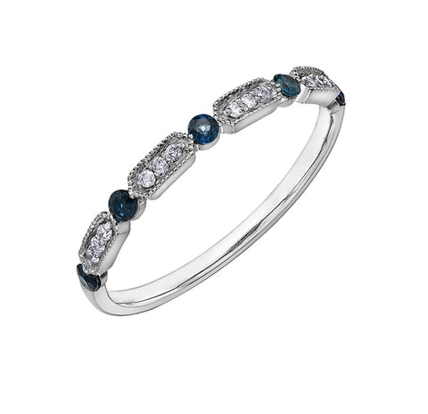10kt White Gold Sapphire and Diamond Stackable Ring