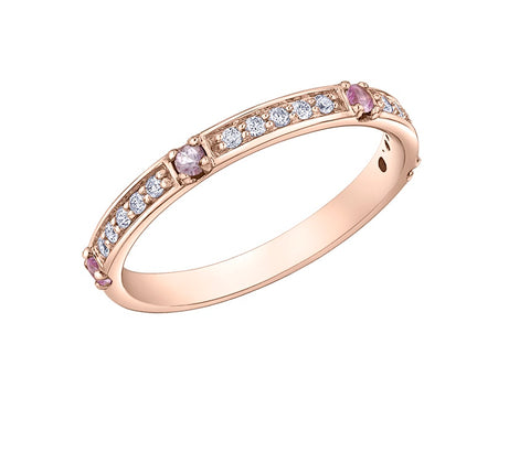 10kt Rose Gold Pink Sapphire and Diamond Stackable Ring