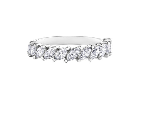 14kt White Gold 0.88cttw Marquise Cut Diamond Band
