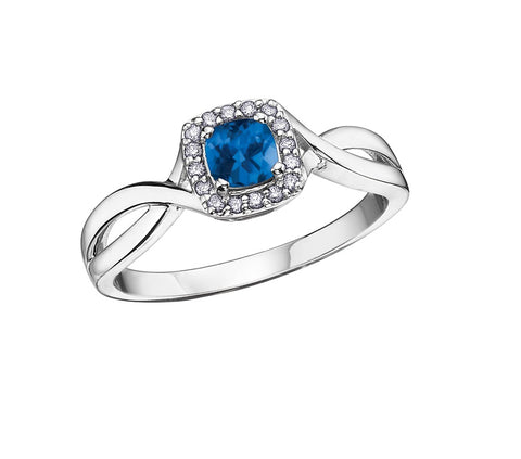 10kt White Gold Sapphire And Diamond Ring