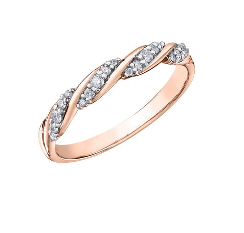 10kt Rose Gold Twisted Diamond Ring