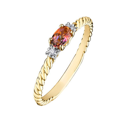 10kt Yellow Gold Sunrise Topaz And Diamond Stackable Ring