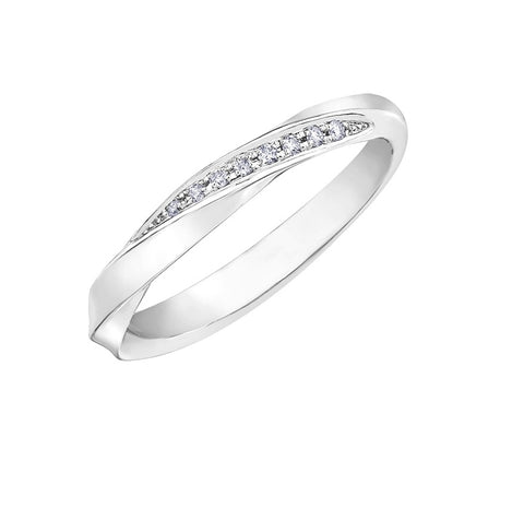 10kt White Gold twisted Diamond Stackable Ring