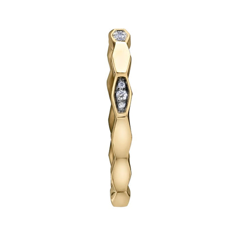 10kt Yellow Gold Geometric Diamond Stackable Ring