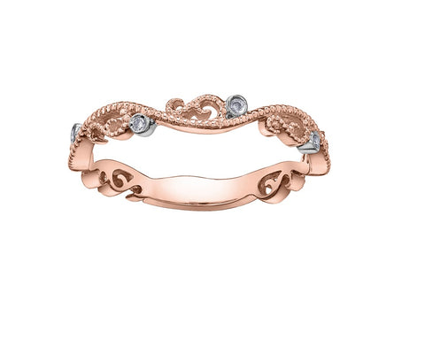 10kt Rose Gold Diamond Stackable Ring