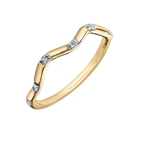 10kt Yellow Gold Diamond Wave Stackable Ring