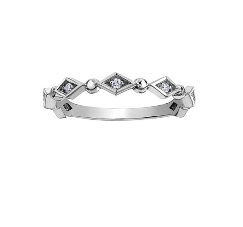 10kt White Gold Diamond Stackable Ring