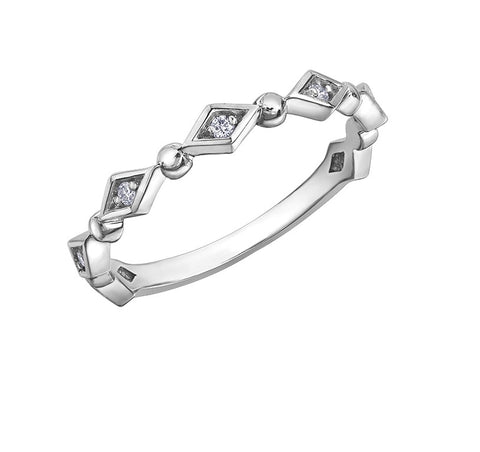 10kt White Gold Diamond Stackable Ring