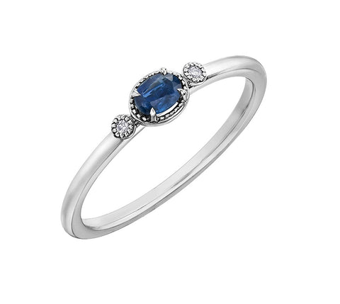 10kt White Gold Kyanite and Diamond Stackable Ring