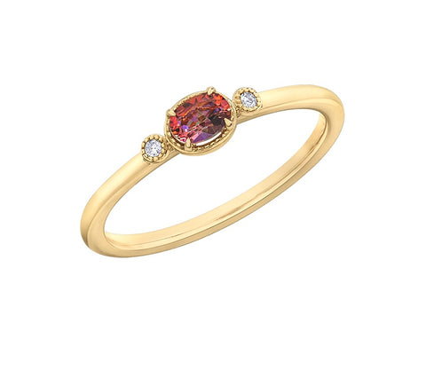 10kt Yellow Gold Sunrise Topaz and Diamond Stackable Ring