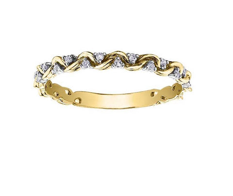 10kt Yellow Gold Woven Diamond Stackable Ring