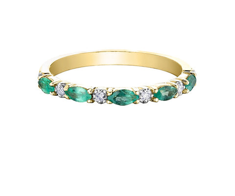 10kt Yellow Gold Emerald and Diamond Stackable Ring