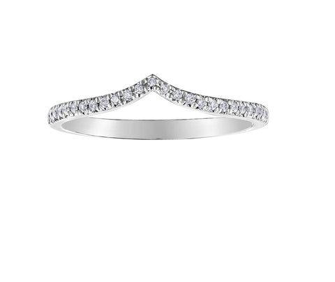 10kt White Gold 0.10 Diamond Wishbone Stackable Ring
