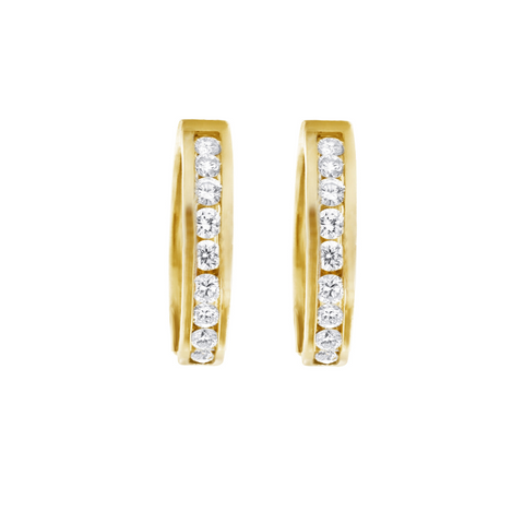 10kt Yellow Gold 0.75cttw Channel Set Diamond Hoop Earrings
