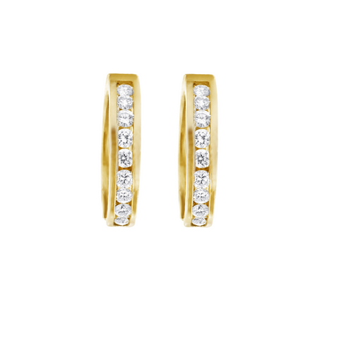 10kt Yellow Gold 0.50cttw Channel Set Diamond Hoop Earrings