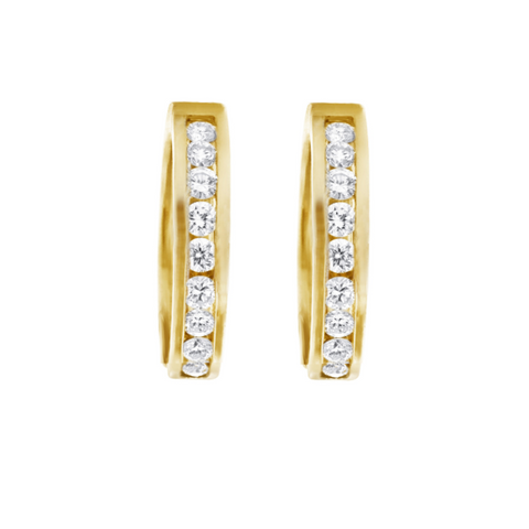 10kt Yellow Gold 1.00cttw Channel Set Diamond Hoop Earrings