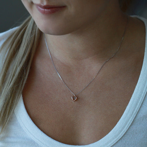 10kt Rose Gold Heart Pulse Diamond Pendant