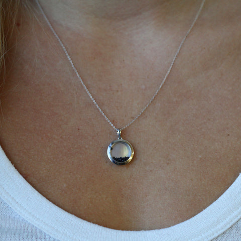 10kt White Gold Mother Of Pearl and 0.25cttw Sapphire Pendant
