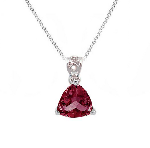 10kt White Gold Created Ruby Pendant
