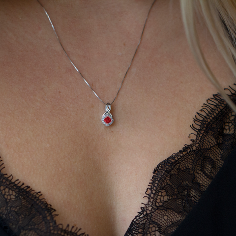 10kt White Gold Ruby and Diamond Pendant