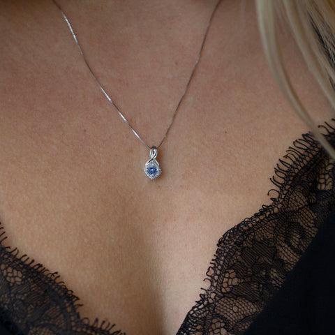 10kt White Gold Sapphire and Diamond Pendant