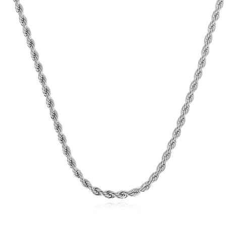 10kt Solid White Gold 4.00mm Rope Chain in 24"