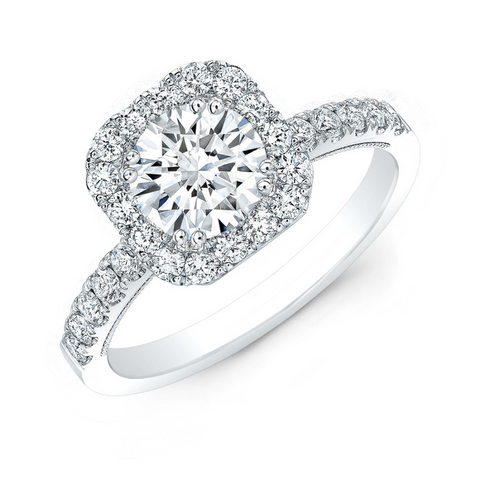 14kt White Gold 1.12cttw Halo Diamond Engagement Ring