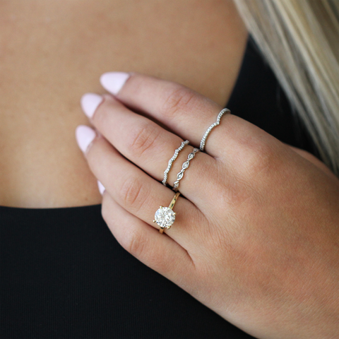 10kt White Gold 0.10 Diamond Wishbone Stackable Ring