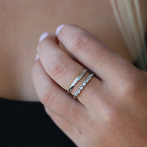 10kt White Gold twisted Diamond Stackable Ring