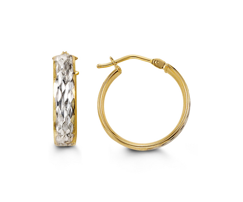 10kt Yellow and White Gold Hoop Earrings